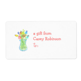 Etiqueta de regalo personalizada -- tema floral