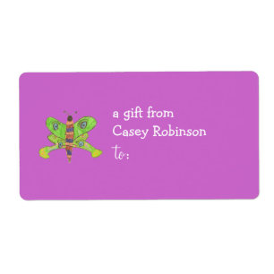 Etiqueta de regalo personalizada - tema mariposa