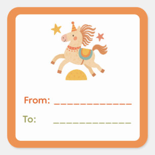 Etiqueta de regalo Pony de Circo