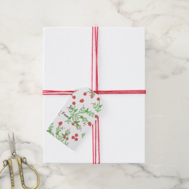 Etiqueta de regalo Raphaella Blooming Berries Dise (Con cuerda)