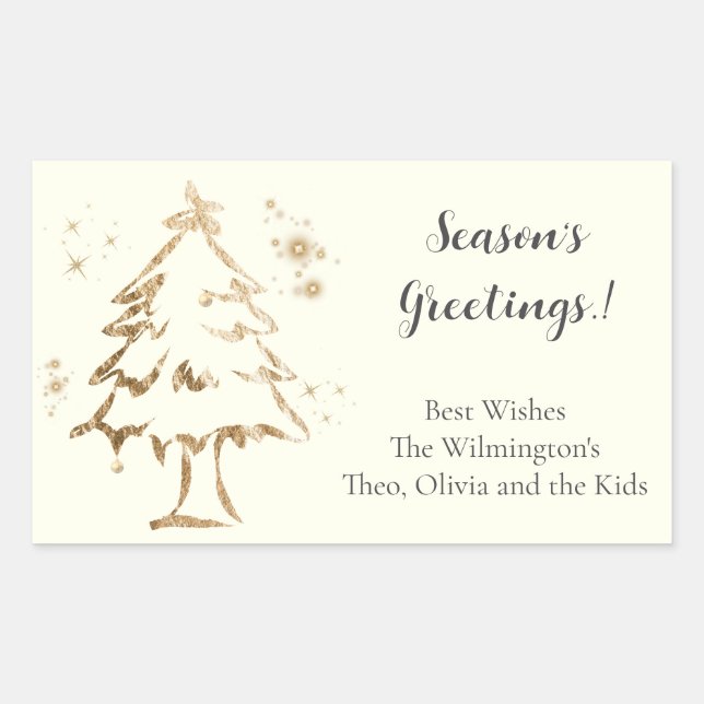 Etiqueta de regalo rectangular de Navidades de árb (Anverso)