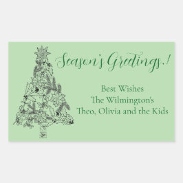 Etiqueta de regalo rectangular de Navidades de árb