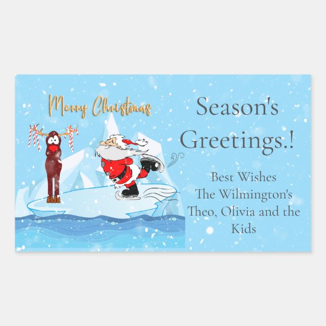 Etiqueta de regalo rectangular para Navidades de e (Anverso)