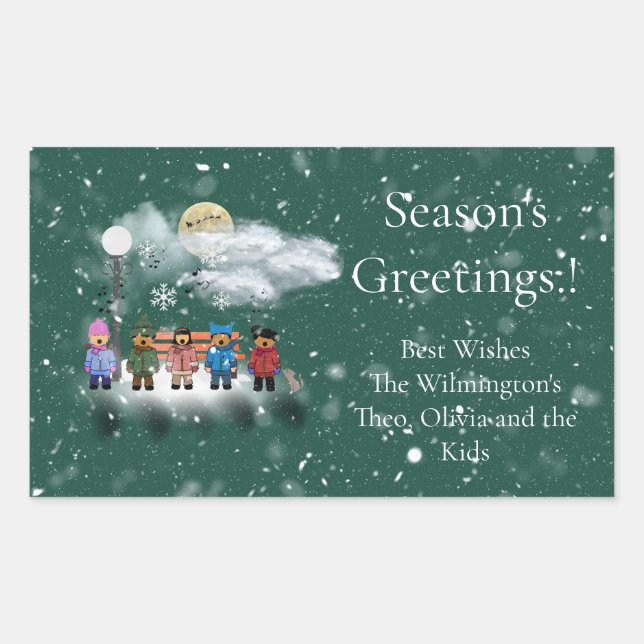 Etiqueta de regalo rectangular para Navidades quin (Anverso)