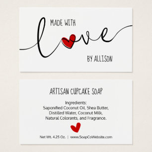 Etiqueta de Regalo Red Heart Script Lettering Hech