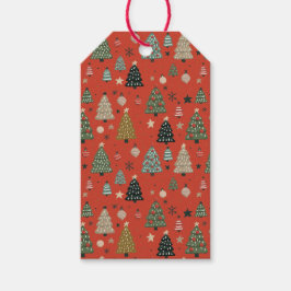Etiqueta de regalo roja de ecos festivos