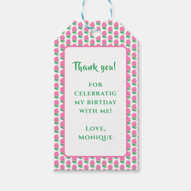 Etiqueta de regalo rosa (Anverso)