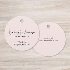 Etiqueta de regalo rosa Chic Script Business