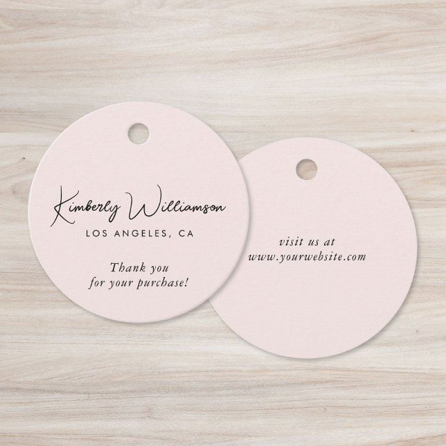 Etiqueta de regalo rosa Chic Script Business (Chic Script Business Pink Thank You Gift Tag)