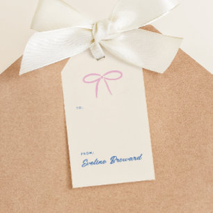 Etiqueta de regalo rosada simple en blanco