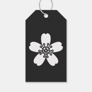Etiqueta de regalo Sakura encantadora en negro