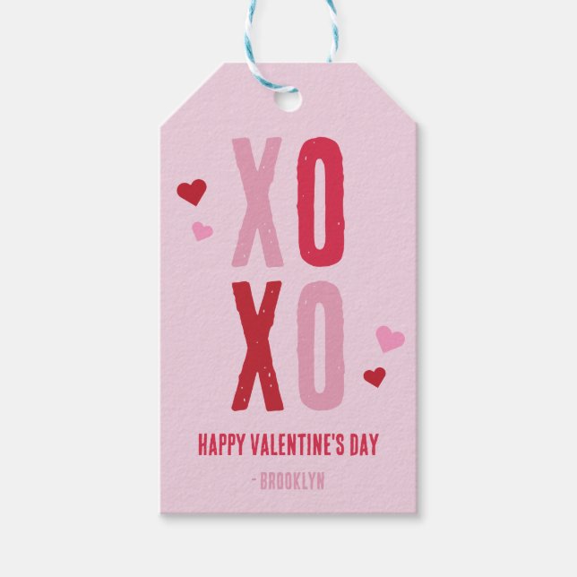 Etiqueta de regalo simple de San Valentín XOXO (Anverso)