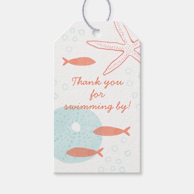 Etiqueta de regalo subacuático de acuarela (Anverso)