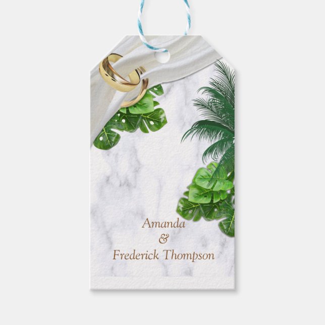 Etiqueta de regalo tropical romántica (Anverso)