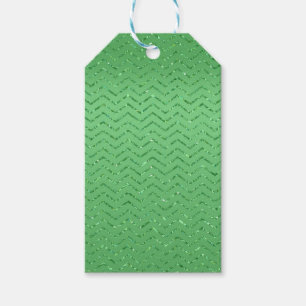 Etiqueta de regalo verde Purpurinoso Zig-Zag
