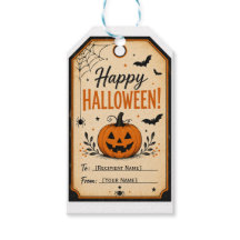 Etiqueta de regalo vintage de Halloween | Calabaza