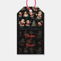 Etiqueta de regalo vintage de Papá Noel de Navidad