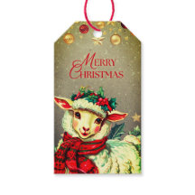 ETIQUETA DE REGALO VINTAGE PARA CORDERO DE NAVIDAD