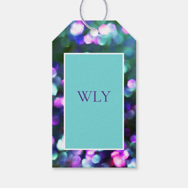 Etiqueta de regalo "WLY" Aqua Confetti (Anverso)