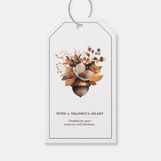 Etiqueta de regalo y favor floral de bellota rústi