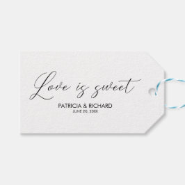 Etiqueta de regalos de boda con letra de escritura