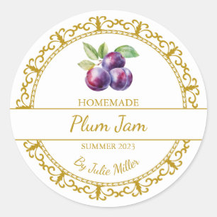 Etiqueta de reja de ciruela casera de oro vintage