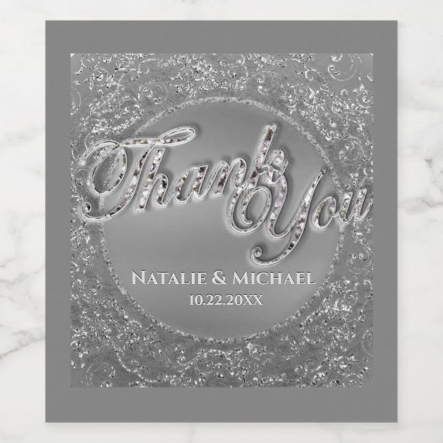 Etiqueta de Relieve metalizado plateado Personaliz (Etiqueta única)