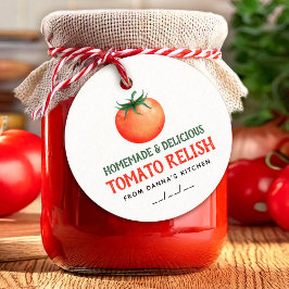 Etiqueta de Relish de Tomate Casero con tomate roj