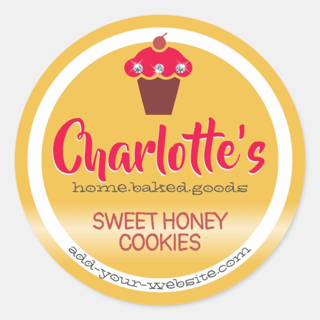 Etiqueta de Repostería Lindo Cupcake Amarillo Miel (Anverso)