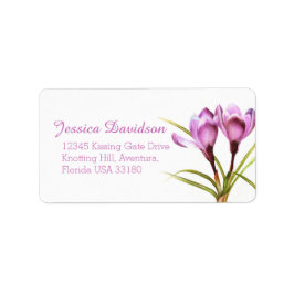 Etiqueta de respuesta del boda púrpura del crocus