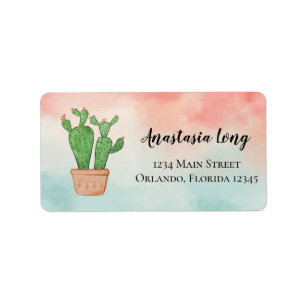 Etiqueta de retorno de cactus de color de agua dul