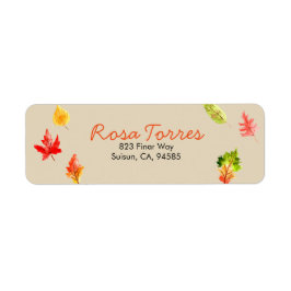 Etiqueta de retorno de dirección de hojas de otoño