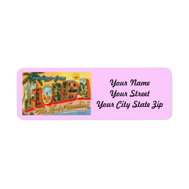 Etiqueta de retorno de Florida de postal retro (Frente)