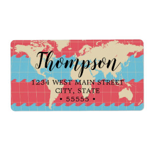 Etiqueta de retorno de mapa mundial colorido