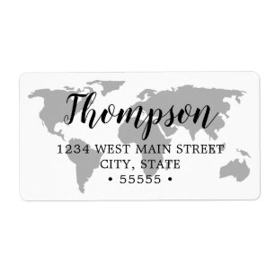 Etiqueta de retorno de mapa mundial simple