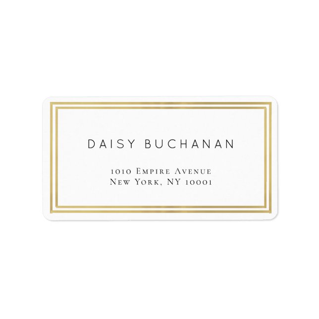 Etiqueta de retorno de marco doble dorado minimali (Frente)