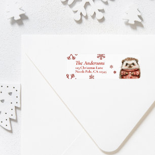 Etiqueta de retorno de Navidades de edgehog person