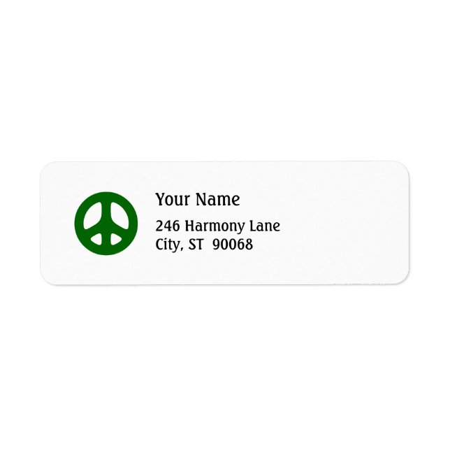 Etiqueta de retorno de signo de paz verde Personal (Frente)
