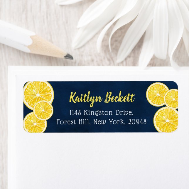 Etiqueta de rodajas de limón acuarela (In situ)