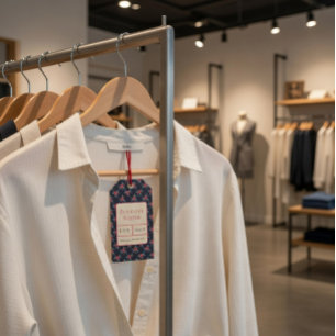 Etiqueta de ropa de boutique floral
