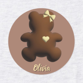 Etiqueta de ropa de niña de oso de chocolate lindo