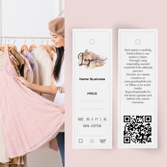 Etiqueta de ropa editable moderna (custom clothing tag,editable price tag,boutique hang tag,minimalist swing tag,white fashion tag,)