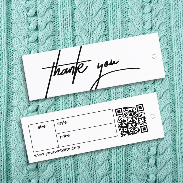 Etiqueta de ropa mínima en blanco y negro (Minimal Black & White Thank You Label Clothing Tag)
