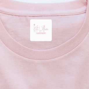 Etiqueta de ropa rosa personalizada para artículo