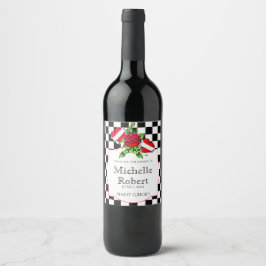 Etiqueta de Rosa de Boda y corazón Rockabilly