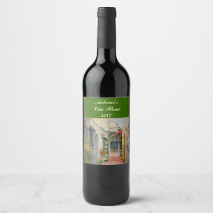Etiqueta de Rosa de vino de la Vía Floral