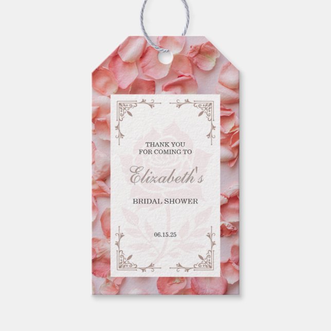 Etiqueta de Rosa Petal Bridal Shower Favor (Anverso)