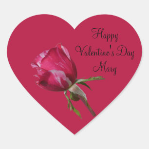 Etiqueta de rosa roja Pegatina el día de San Valen