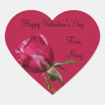 Etiqueta de rosa roja Pegatina el día de San Valen