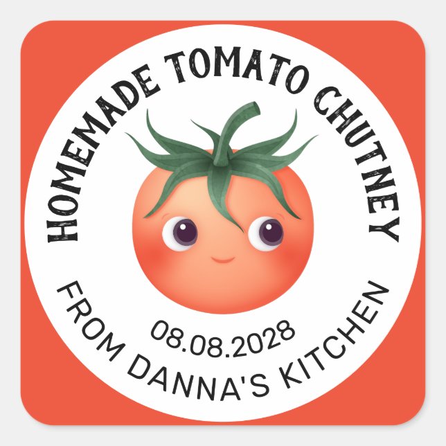 Etiqueta de Salsa de Tomate Casera con tomate bebé (Anverso)